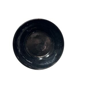 Black Amethyst Pressed Glass Bowl Deep Purple Under Light Ornate Pattern Design